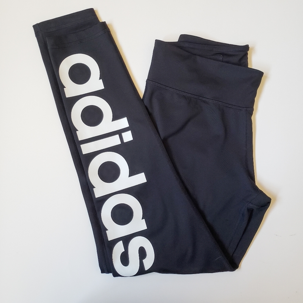 Adidas Mix Fab Linear Black Logo Tights Leggings